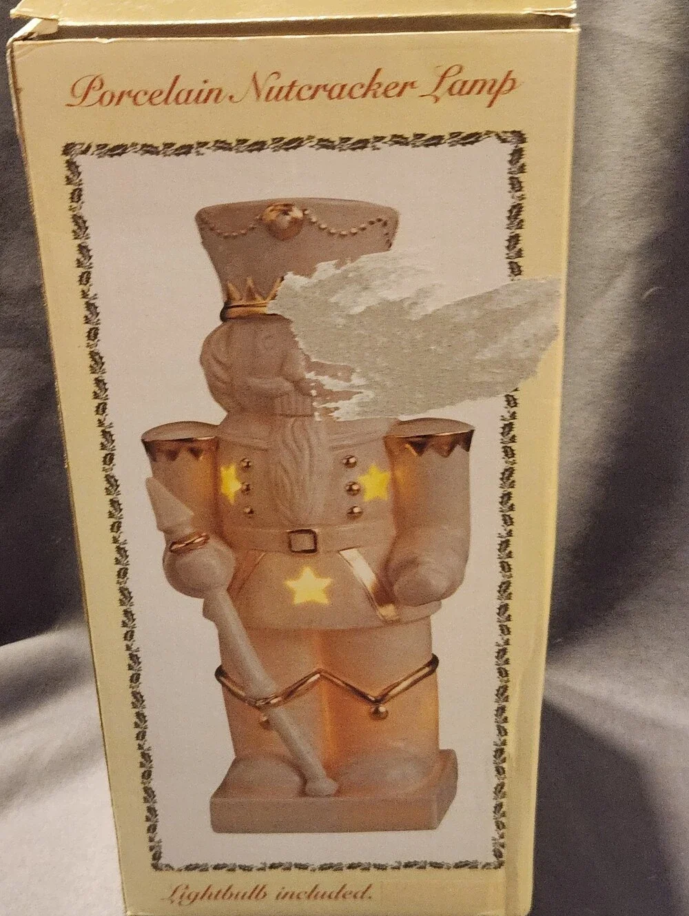 Vintage Nutcracker Lamp Light White porcelain Christmas International Bazaar New
